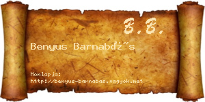 Benyus Barnabás névjegykártya